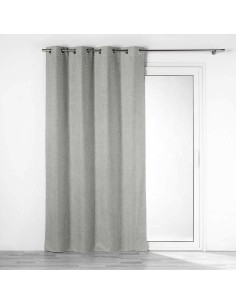 rideau a oeillets 140 x 260 cm 100% occultant/chambray uni crepuscule gris