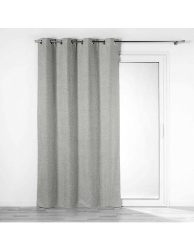 rideau a oeillets 140 x 260 cm 100% occultant/chambray uni crepuscule gris