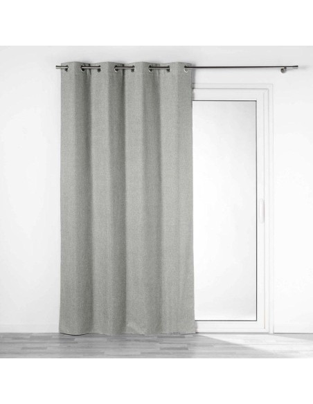 rideau a oeillets 140 x 260 cm 100% occultant/chambray uni crepuscule gris