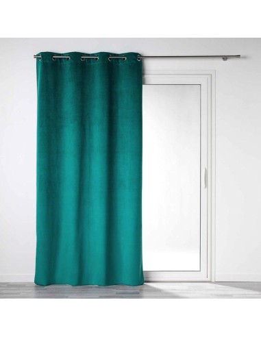 rideau a oeillets 135 x 260 cm 100% occultant/velours uni velounight emeraude