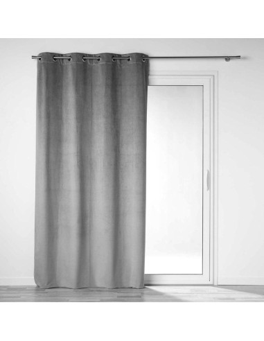 rideau a oeillets 135 x 260 cm 100% occultant/velours uni velounight gris