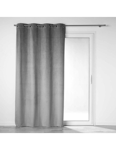 rideau a oeillets 135 x 260 cm 100% occultant/velours uni velounight gris