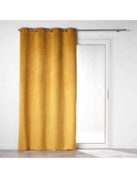 rideau a oeillets 135 x 260 cm 100% occultant/velours uni velounight jaune