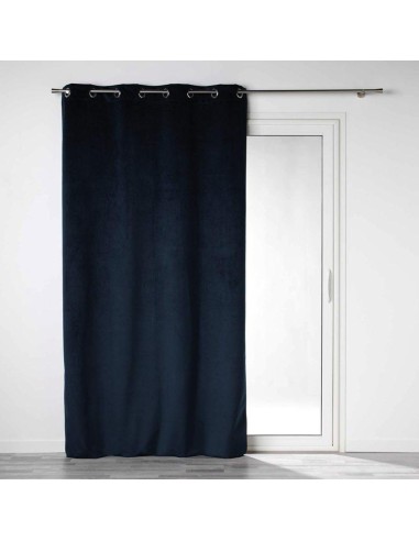 rideau a oeillets 135 x 260 cm 100% occultant/velours uni velounight marine