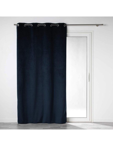 rideau a oeillets 135 x 260 cm 100% occultant/velours uni velounight marine