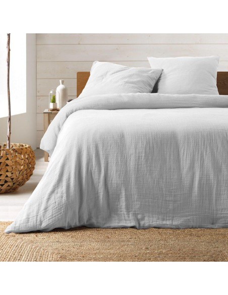parure 3 p. 260 x 240 cm double gaze coton uni 57 fils angelia blanc