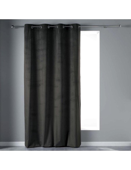 1609753 - rideau a oeillets 140 x 240 cm velours uni velvetine anthracite