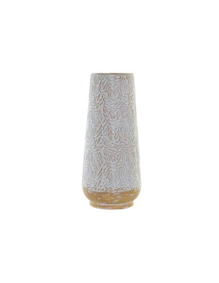 jr-182303 - vase métal 24x24x53 feuilles porté blanc