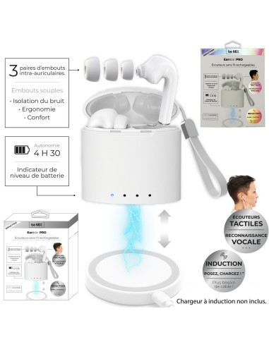 ecouteurs earbox pro induction blanc m6