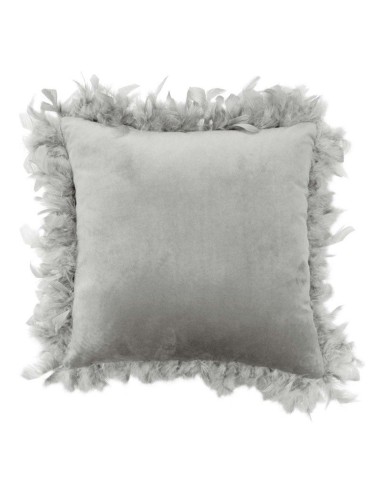 1609665-coussin compresse plumes 40 x 40 cm velours uni marlina gris