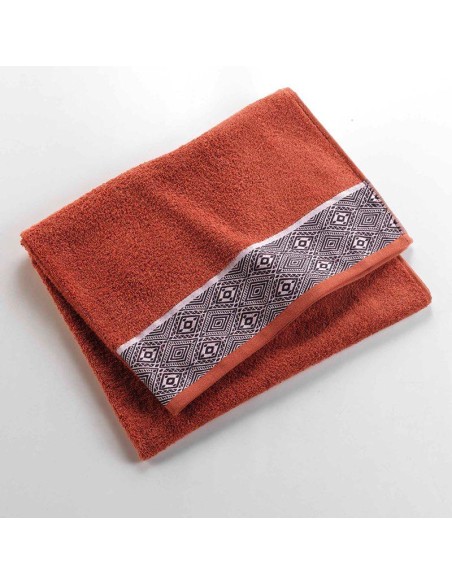 drap de bain 90 x 150 cm eponge unie jacquard esteban terracotta
