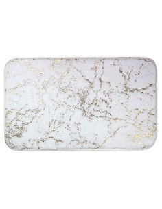 tapis de bain 45 x 75 cm microfibre imprimee marbulous blanc/or