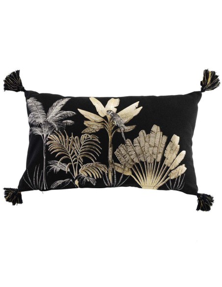 coussin dehous. compr. pompons 30 x 50 cm coton imp. metallise karaba des place