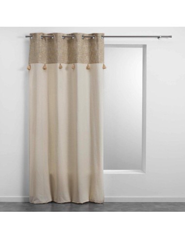 1609851 - rideau a oeillets 140 x 240 cm polycoton uni+top met+pompon new sultan