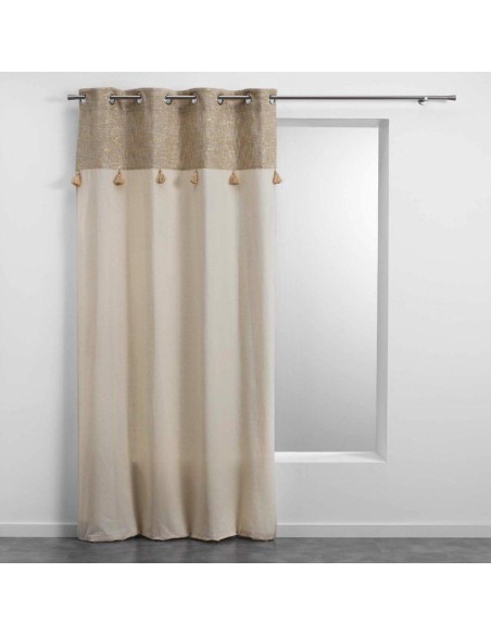 1609851 - rideau a oeillets 140 x 240 cm polycoton uni+top met+pompon new sultan