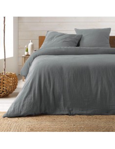 1643819-parure 3 p. 240 x 220 cm double gaze coton uni 57 fils angelia gris