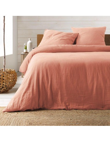 1643821-parure 3 p. 240 x 220 cm double gaze coton uni 57 fils angelia rose