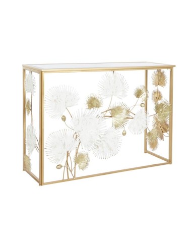 mb-204688 - console métal miroir 108x37x80 12,40 feuilles doré