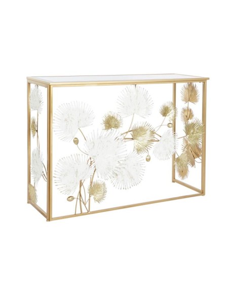 mb-204688 - console métal miroir 108x37x80 12,40 feuilles doré