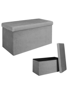 hd6814-coffre banc pliable velours cotele giulia gris m2