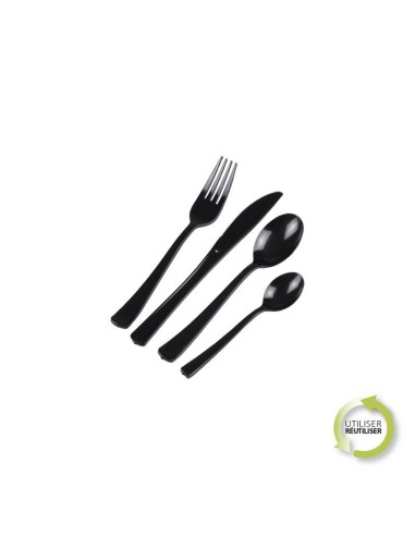 menagere 6 fourchettes + 6 couteaux + 6 cuilleres + 6 petites cuilleres ps noir