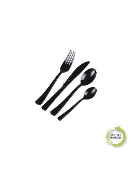 menagere 6 fourchettes + 6 couteaux + 6 cuilleres + 6 petites cuilleres ps noir