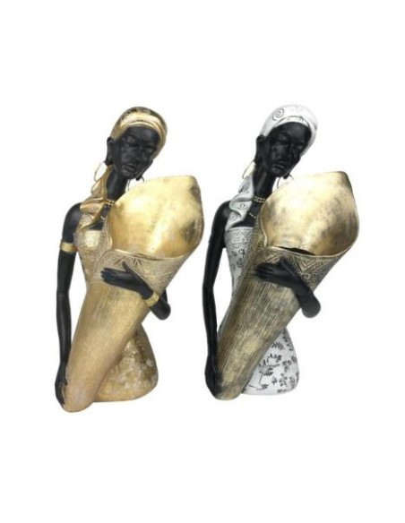 mc-205645 - support pot fleurs résine 19,5x10,5x39 africane 2