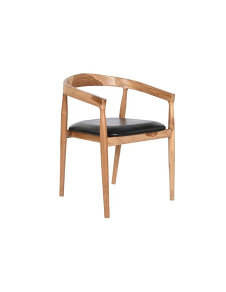 mb-208001 - chaise teck cuir 58x60x75 noir