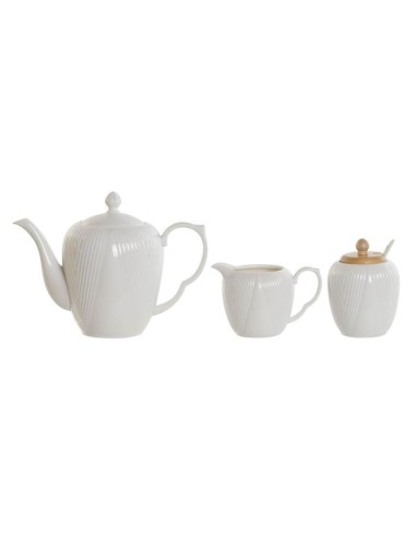 pc-207776 - théiere set 4 porcelaine bambou 24x20x7 blanc
