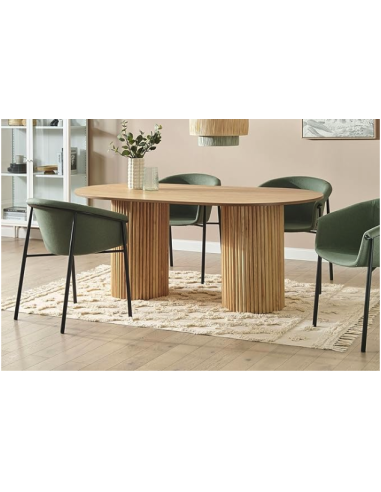 mb-210689 - table é manger ovale en paulownia 180x90x75 portes