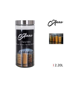 bocal verre 2.20lt a/couvercle inox anna