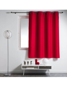 1609133 - rideau a oeillets 140 x 180 cm polyester uni essentiel rouge