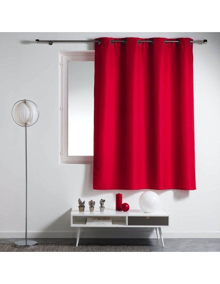1609133 - rideau a oeillets 140 x 180 cm polyester uni essentiel rouge