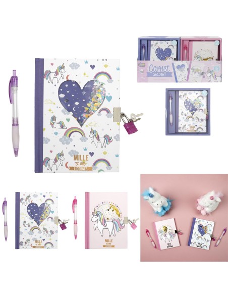 carnet secret et crayon licorne m24 a2/d12/m24