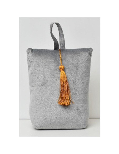 butee de porte velours annees 30 - gris