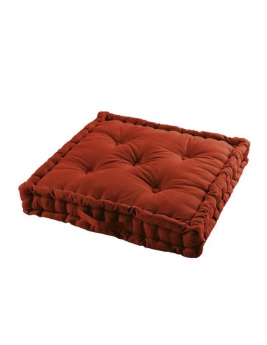 1609551-coussin de sol 60 x 60 x 10 cm coton uni panama terracotta