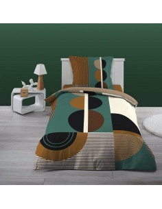 1442556 - parure 2 p. 140 x 200 cm flanelle imprimee dessin place sixties