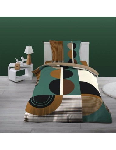 1442556 - parure 2 p. 140 x 200 cm flanelle imprimee dessin place sixties