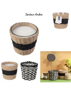 bougie parfumee ambre panier tresse h13.5cm m12 a2/m12