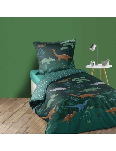 1643710-parure 2 p. 140 x 200 cm imprime 57 fils allover dinoland