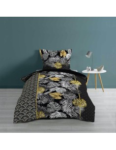 1643811 - parure 2 p. 140 x 200 cm imprime 57 fils allover darlene noir