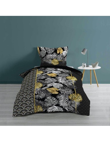 1643811 - parure 2 p. 140 x 200 cm imprime 57 fils allover darlene noir