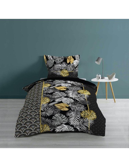 1643811 - parure 2 p. 140 x 200 cm imprime 57 fils allover darlene noir