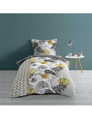 1643812-parure 2 p. 140 x 200 cm imprime 57 fils allover darlene blanc