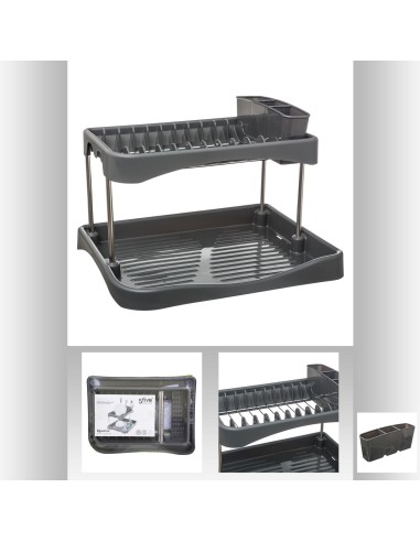 egouttoir 2niv pp gris L. 42 x P. 31 x H. 29 cm