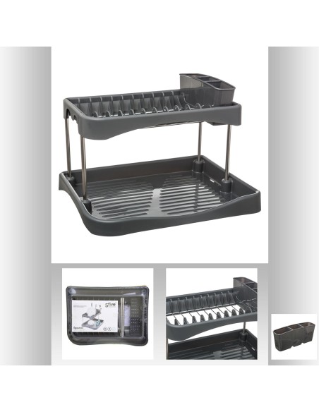 egouttoir 2niv pp gris L. 42 x P. 31 x H. 29 cm