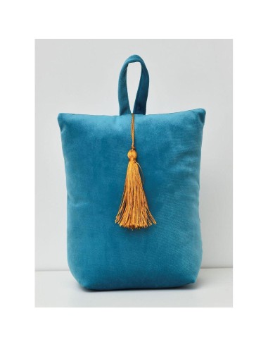 butee de porte velours annees 30 - bleu