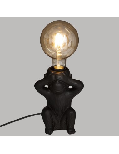 178932-lampe socle ceramique singe noir h.17