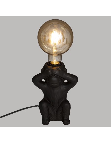 178932-lampe socle ceramique singe noir h.17