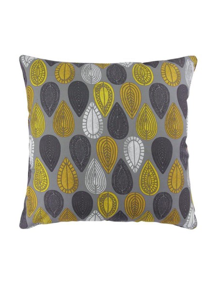 1609379-coussin passepoil 60 x 60 cm polyester imprime palpito jaune/anthracite